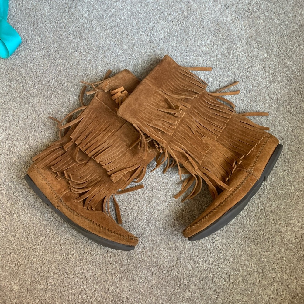 Minnetonka fringe boots.. worn twice